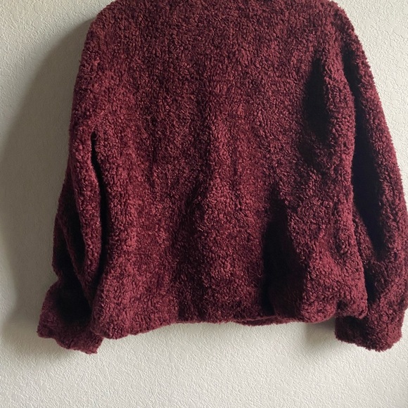 Pendleton Ladies' Fuzzy Sherpa Zip Burgundy Preppy Dark Academia Jacket M - Picture 12 of 16